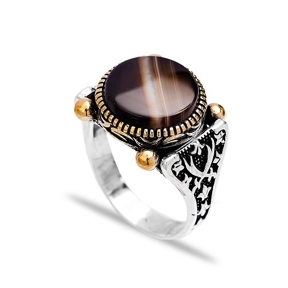 Agate Authentic Men Ring Wholesale Handmade 925 Sterling Silver
